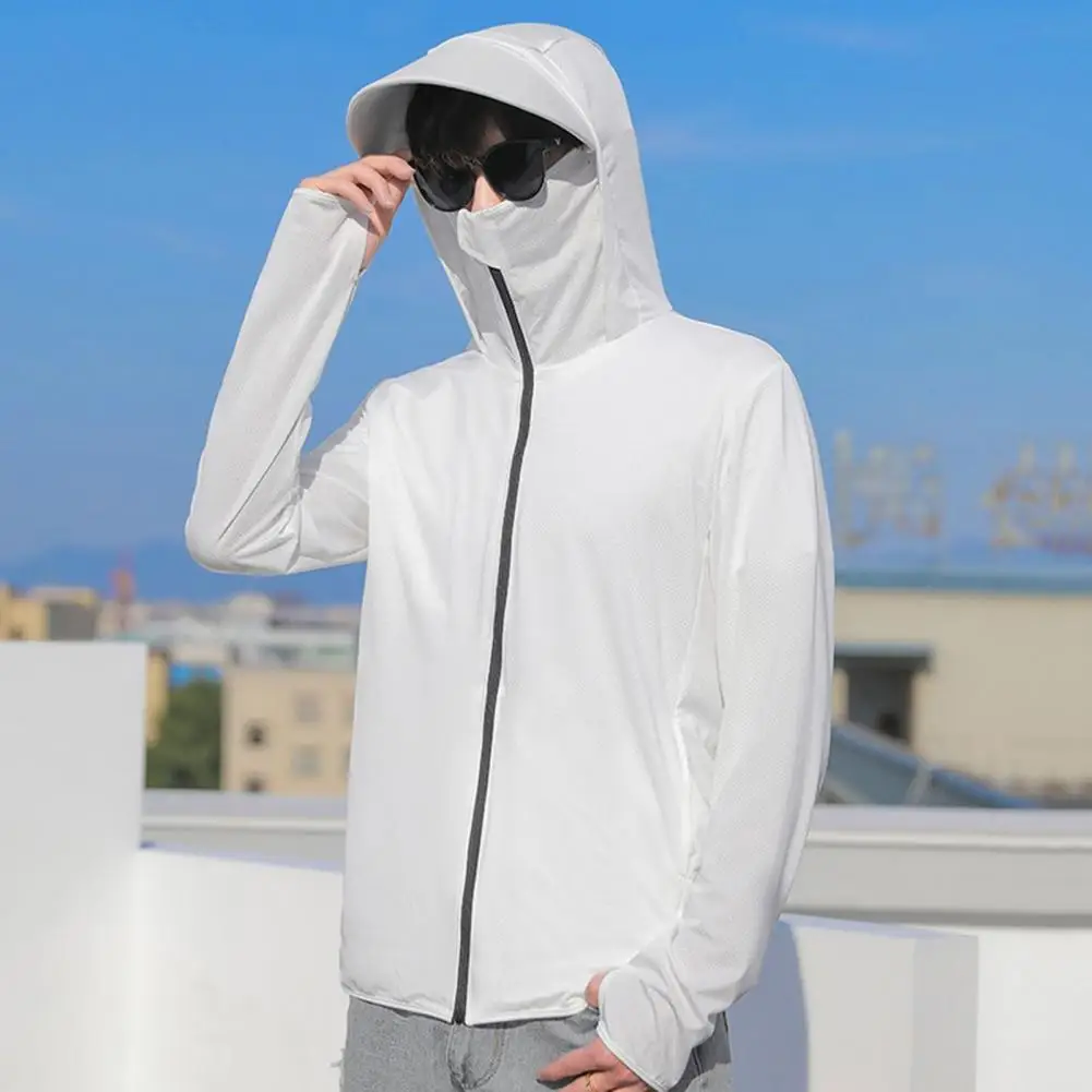 Soft Zipper Closure Long Sleeves Sun Protection Clothing Pocket Heat Dissipation Outdoor Sunscreen Coat Cycling Garment