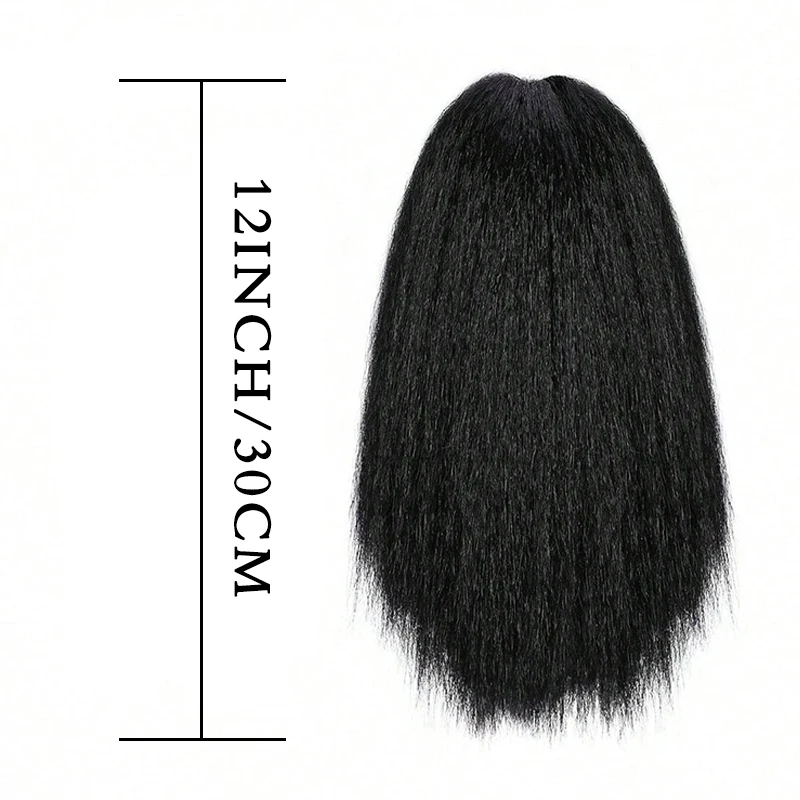 ياكي مخلب كليب وصلات شعر الاصطناعية غريب مستقيم وصلات شعر ذيل حصان أسود رقيق سميكة ذيل حصان للنساء السود #4