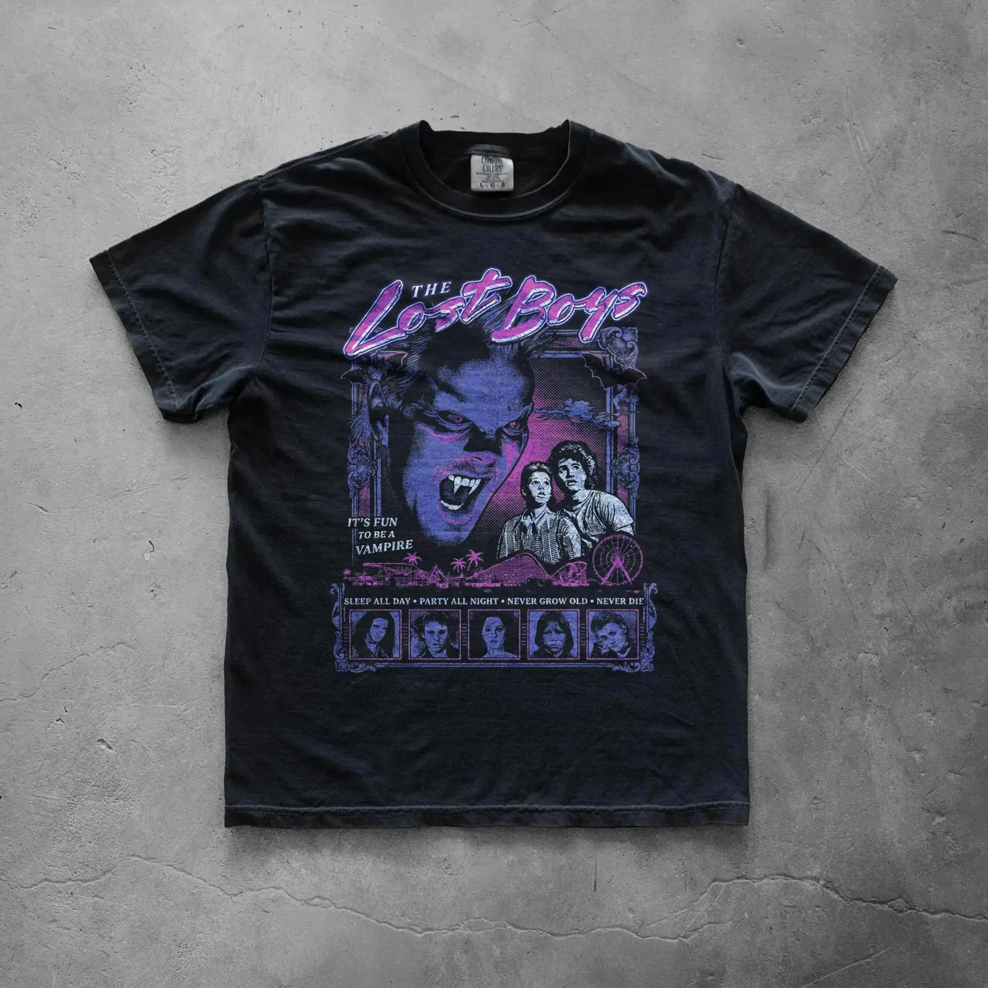Summer Women's Retro Lost Boys Horror Movie T-shirt Pure Cotton and Breathable Short Sleeve Streetwear Oversized Loose Casual