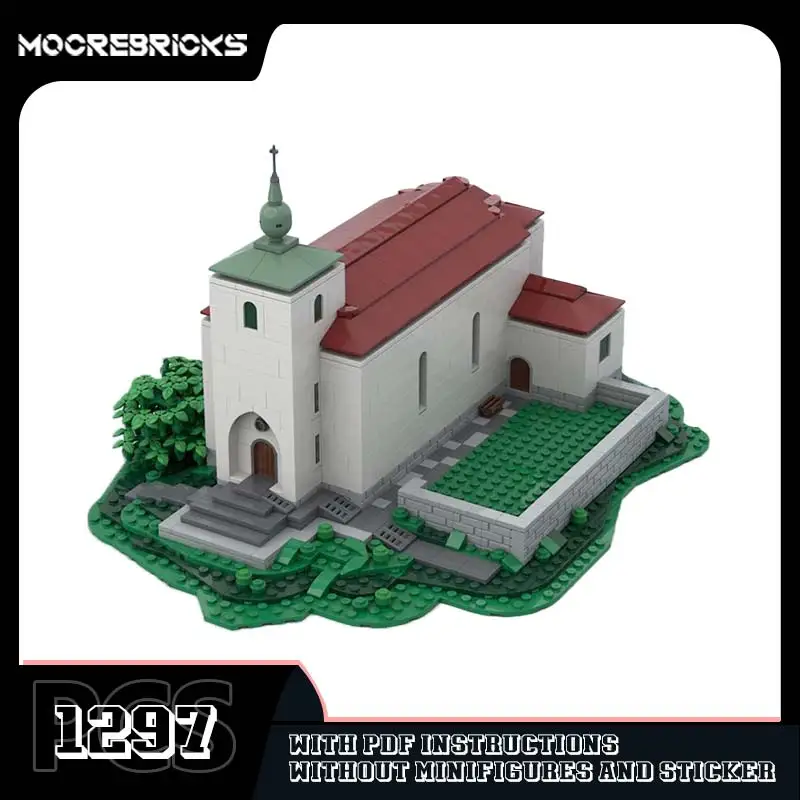 MOC City Street View Church And Church Set Educational Building Block Model Toys Children's Christmas Girls