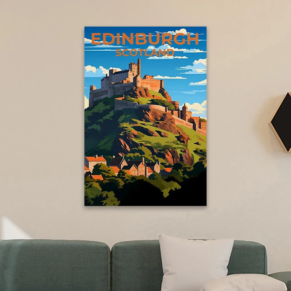 1pc frameless Canvas Painting Edinburgh Travel Poster Scotland Wall Art Prints Scottish Highlands Travel Poster Scottish Castle