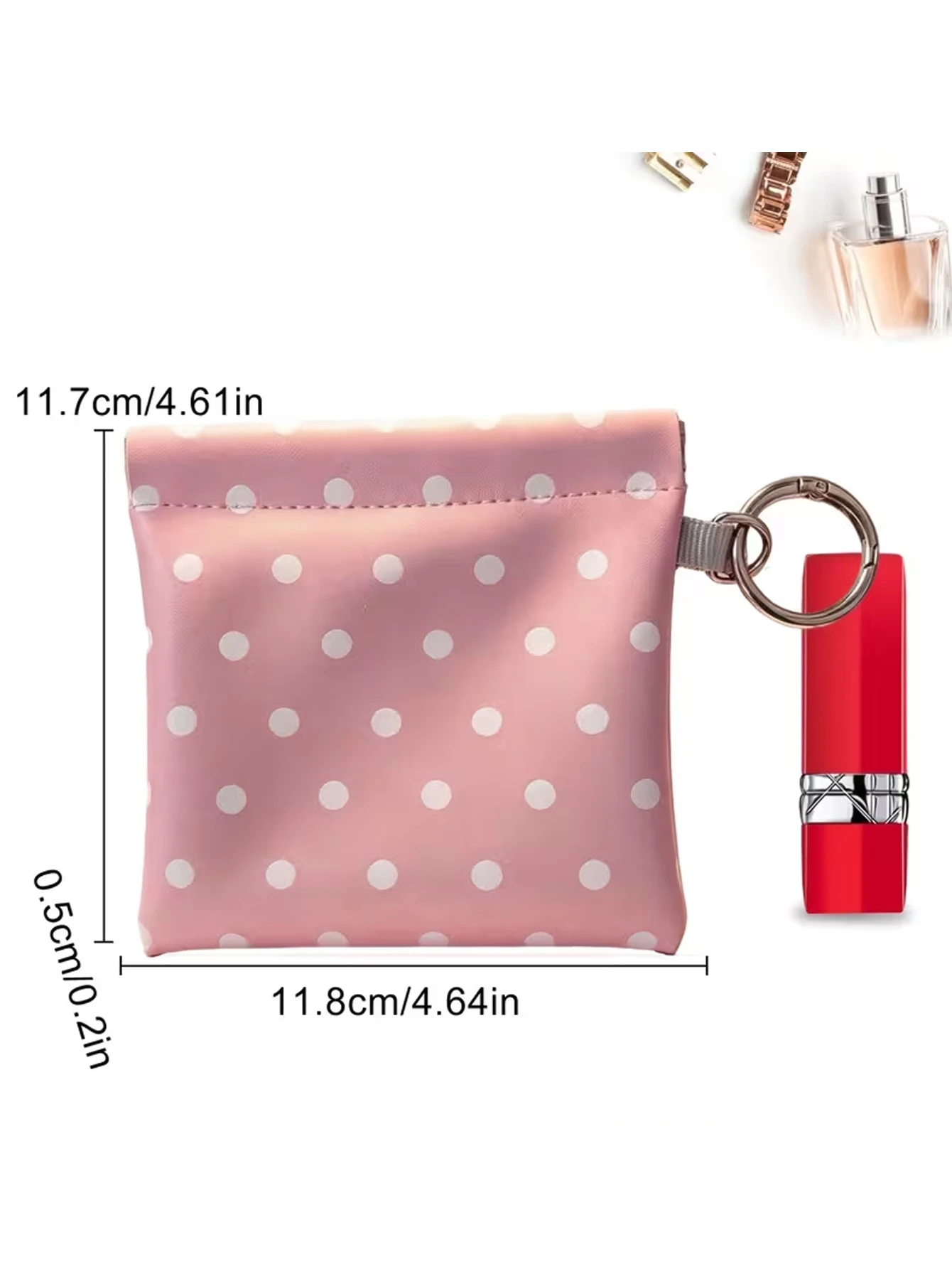 Women's Wallet, Cute Polka Dot Mini Wallet with Key Ring, Small Women's Wallet for Coins, Cards, Lipstick, Earphones, Portable Lightweight Coin Purse for Daily Shopping, Commuting, Travel, and Outdoor Use