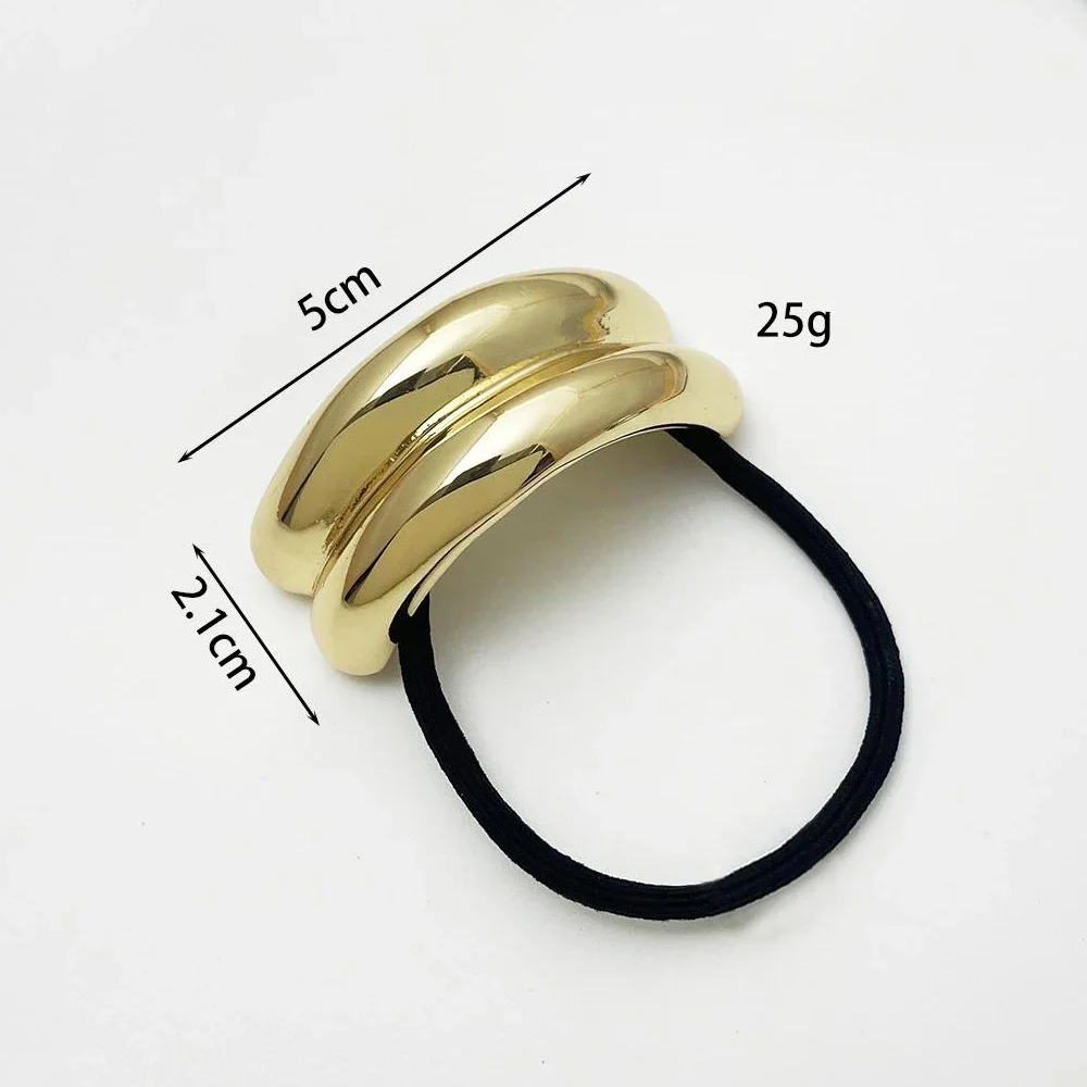 Classic Irregular Geometric Charms Hair Ties Gold Silver Metal Ponytail Holder Hair Cuff Rope Women Girls Elastic Rubber Band