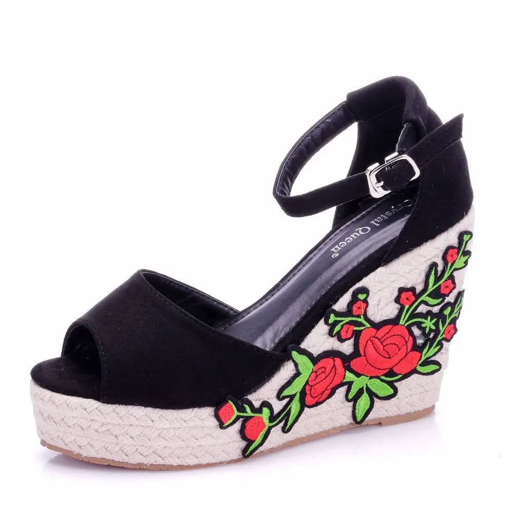 

Bloomsteps Wedge Sandals For Women Summer Fashion Trend 2018 New Lace Peep Toe Thin Heel One-Strap Work Casual Women's Sandals