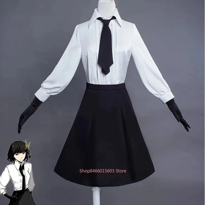 Anime Akiko Yosano Cosplay Costume Bungo Stray Dogs Skirt Shirt Tie Gloves Suit School Uniform Christmas Halloween Party Gifts