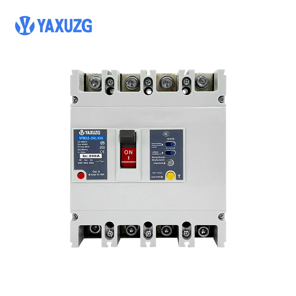 NPM2LE-250L/4300 4P MCCB with RCD 200A 400V 50kA Residual Current Circuit Breaker IEC 60947-2
