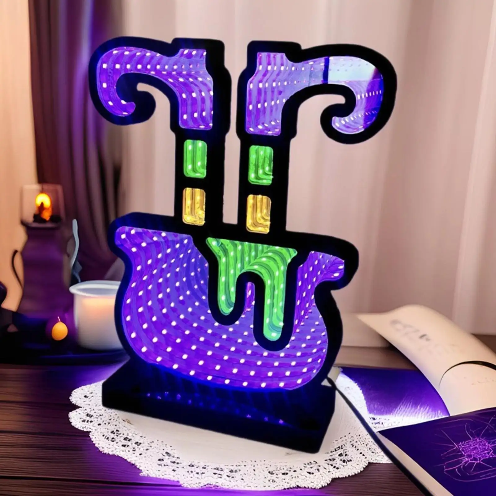 Lampu Malam Halloween LED Lampu Neon Dekoratif Akrilik Lampu Meja Samping Tempat Tidur Dekorasi Halloween Dekorasi Meja untuk Kamar Tidur Bar