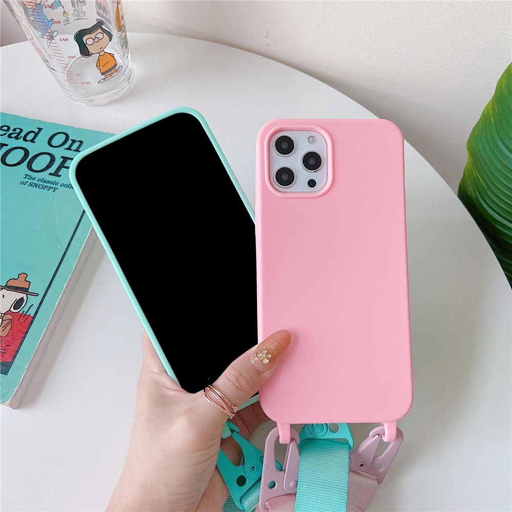 Crossbody Neck Strap Phone Case For Samsung A53 A13 A33 A73 A52S A72 A12 A22 A32 A21S A51 A71 A52 Soft Silicone Cord Rope Cover