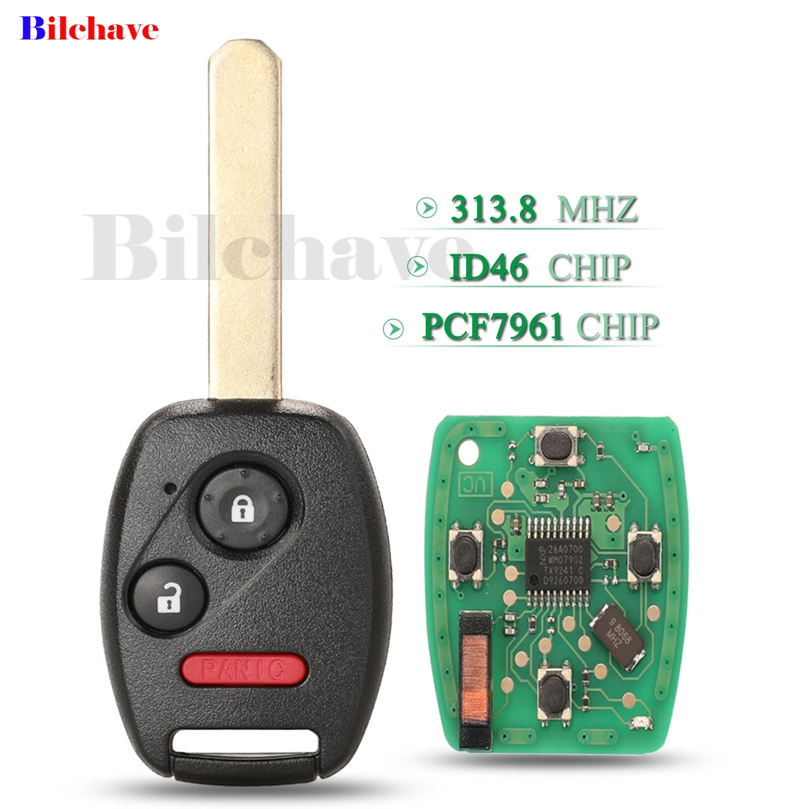 

jingyuqin 3 Buttons 313.8Mhz Remote Smart Car Key Fob ID46 PCF7961 Chip For Honda Accord 2005-2012 MLBHLIK-1T Car Key