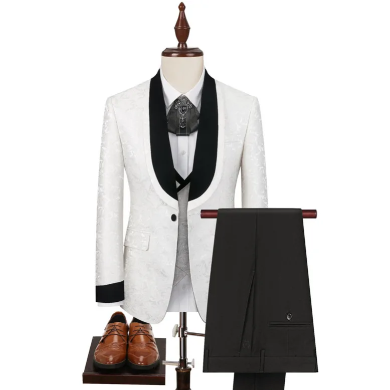 

Large Size 2026 Autumn-winter New Style Jacquard Multi-color Corset-neck Dress Set of Three PiecesThe Wedding Groom's Suit