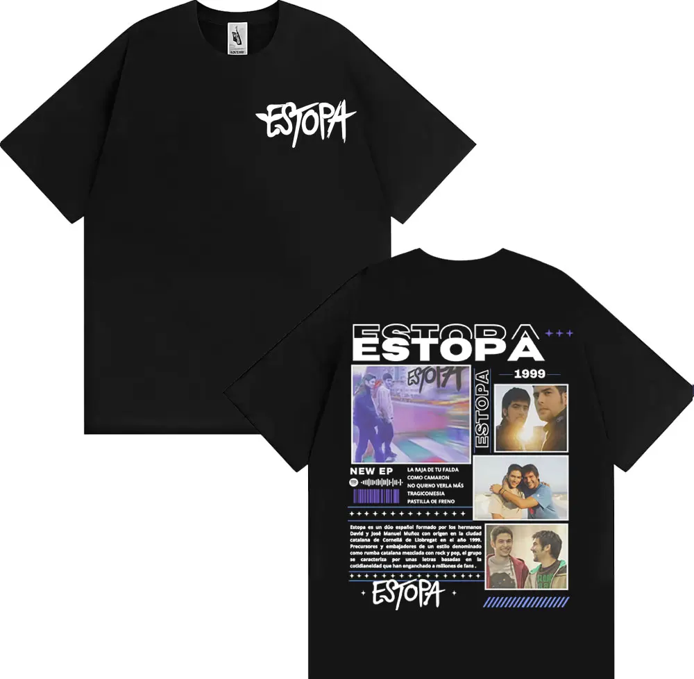 

Rapper Estopa 1999 Tour Concert Cover T-shirts Men's Comfort Cotton Oversized Shirts Hip Hop Fashion Short Sleeve T-shirt Tops