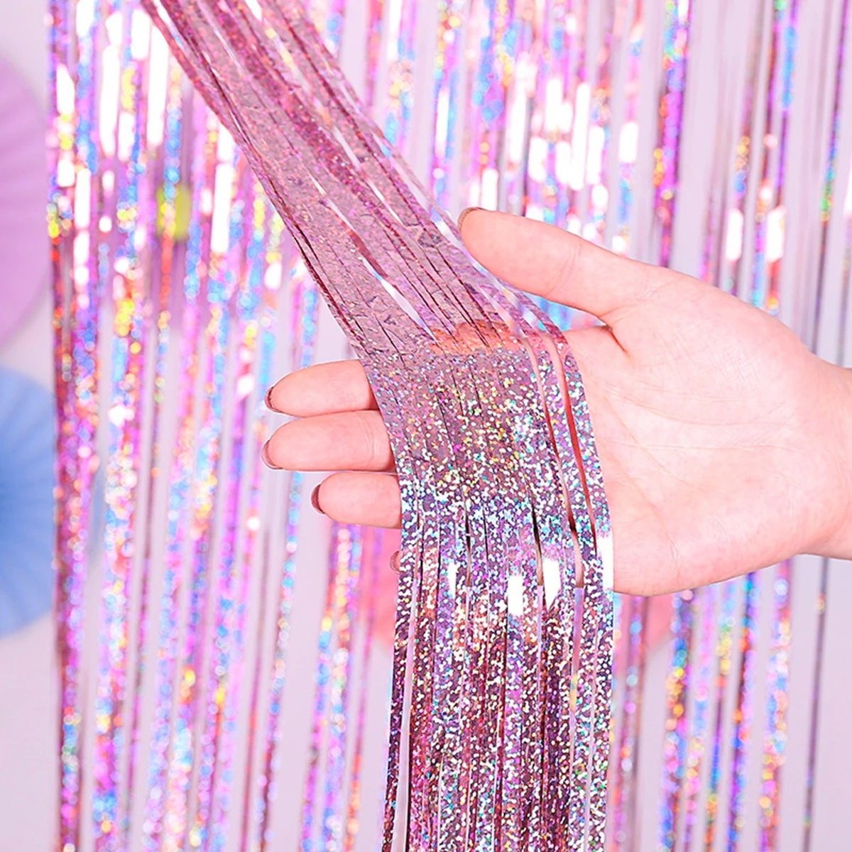 Backdrop Fornite Rain For Photo Zone Birthday Decoration Wedding Decor Christmas Tinsel Glitter Foil Backdrop Party Curtain