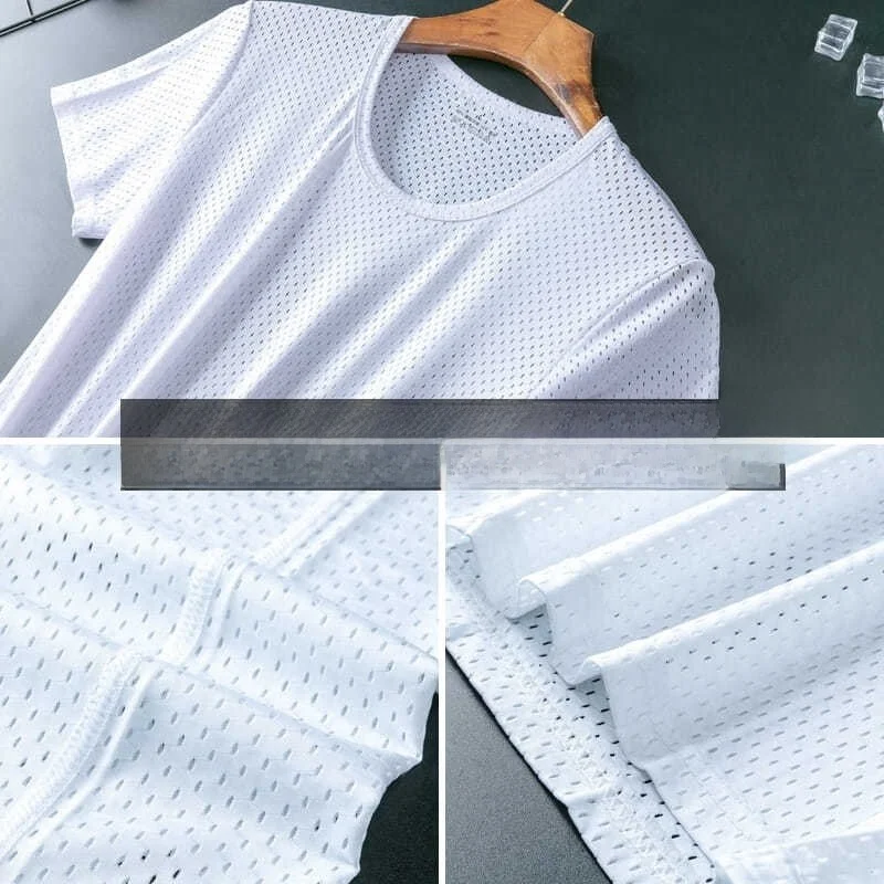 

Мужская футболка из ледяного шелка Spor Lightweight Qui Dry Loose Fit Summer Breathable Me round Ne ort Sve Busin Sle