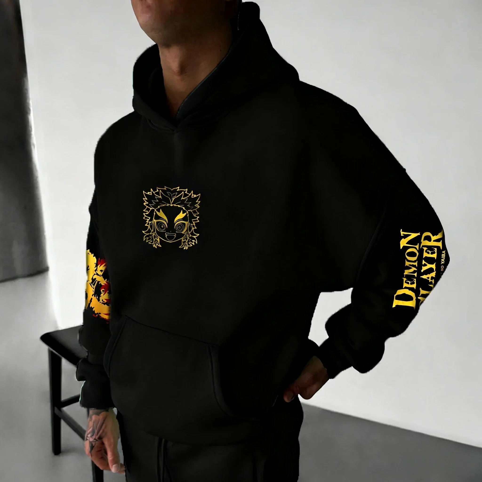 Demon Slayer Herfst/Winter Heren Hoodie 2026 Nieuwe Rengoku Kyoujurou Anime Gedrukt Dagelijks Casual Hip Hop Losse Ouder kind Top