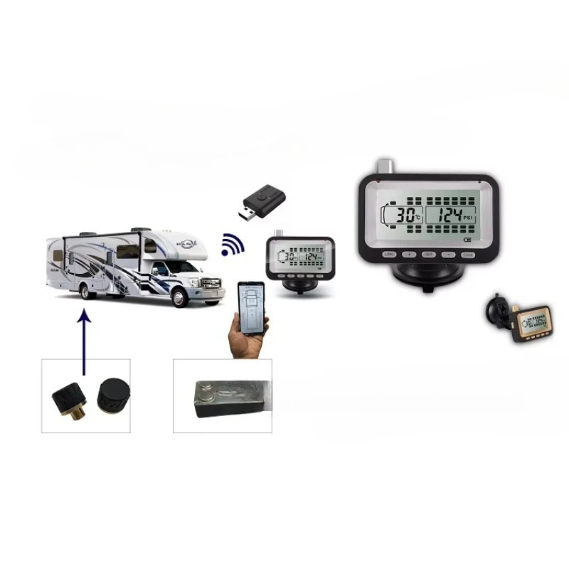 Ble 5.0 2.4GHz 18 Wheel/OurHours Alarm Warning Driver Truck Tire Pressure Monitoring System IOS & Android