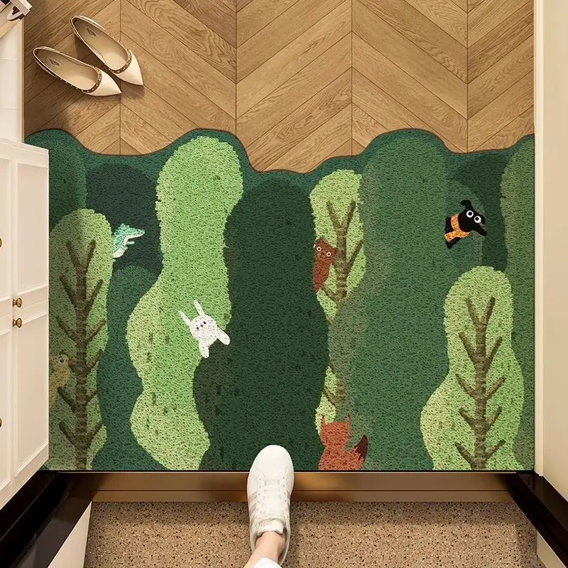 VIKAMA Entrance Silk Circle Anti-slip Floor Mats Entryway Scraping Dirt Scuffing Mats Cuttable Foot Mats Dirty Resistant