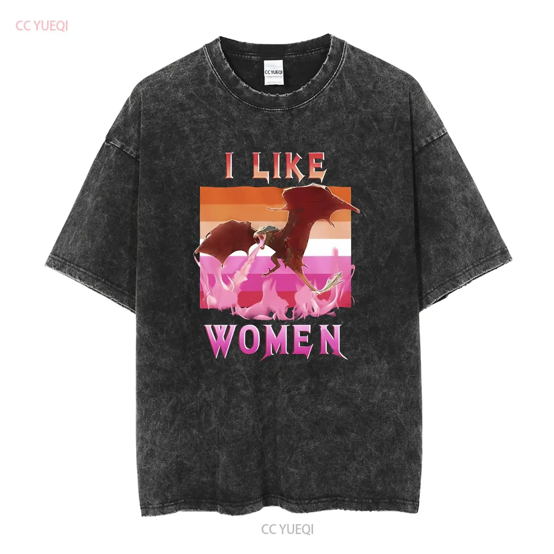I LIKE WOMEN Lesbian T Shirt wlw sapphic butch femme mtf trans chappell roan slogan dragon aggressive pride merch vintage