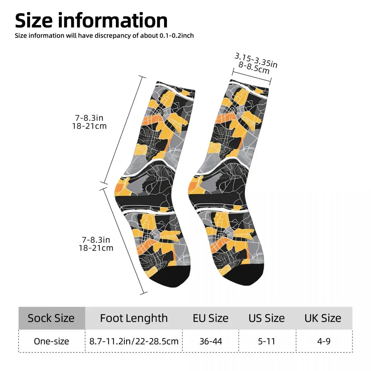 Funny Men's Socks Pittsburgh Map Vintage Penguin Street Style Crazy Crew Sock Gift Pattern Printed