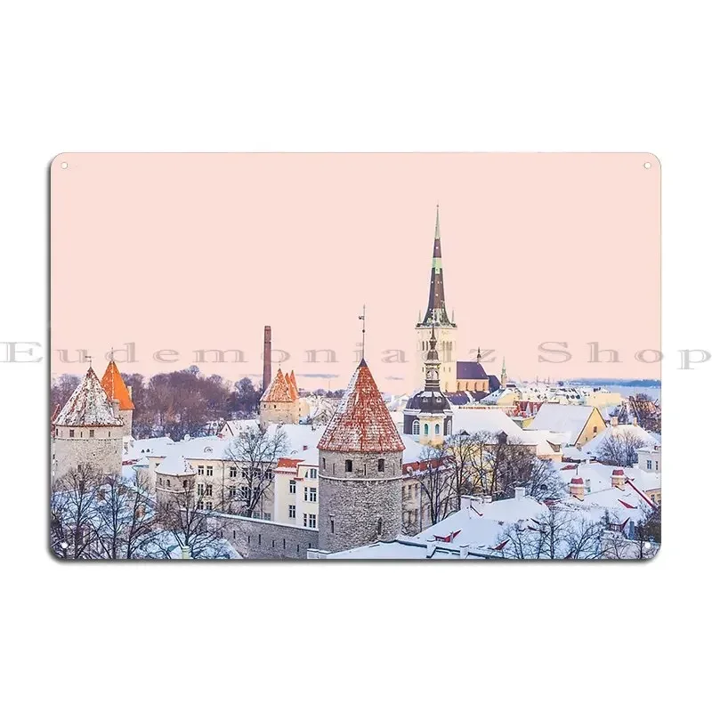 Winter City Morning Metal Signs Pub Party Plates Create Designer Wall Pub Tin Sign Poster