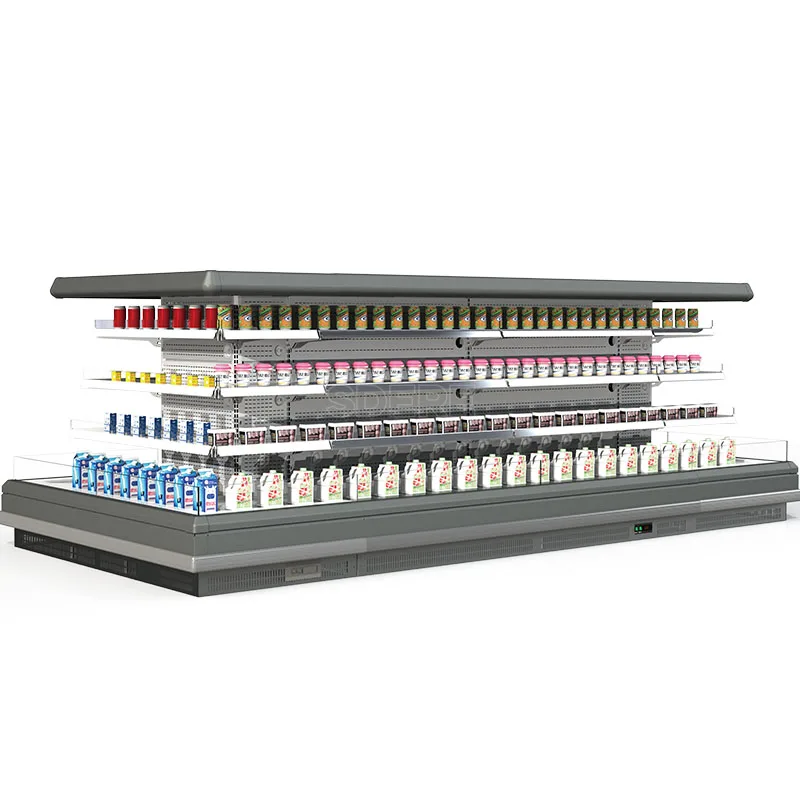 Customized Supermarket Multideck Beverage Display Fridge Drink Refrigerator Freezer Showcase Open Chiller System
