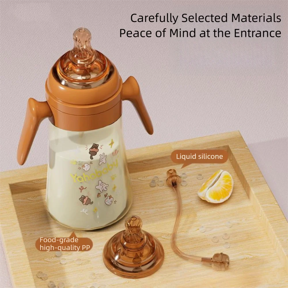 

New 300ml Baby Bottle with Handle Portable Water Cup 3 In 1 Anti Falling Silicone Straw Bottle Baby Feeding Supply