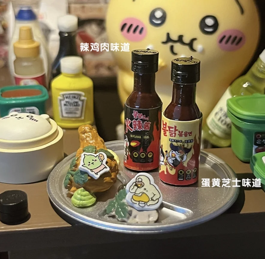 1/6 набор миниатюрных бутылок для соуса, реалистичный кетчуп, горячий соус, корейская паста, ферментированный тофу для кукольного домика, кухни, мини-модель еды