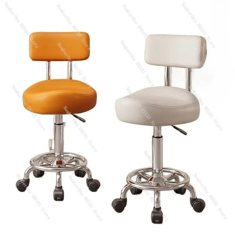 Ergonomic Saddle Stool Kitchen Cooking Chair Adjustable Height Rolling Bar Stool with Swivel Wheels Cashier Reception High