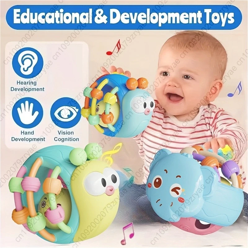 1pc bola do bebê brinquedo caracol bola aperto mão bola chocalho cama sino