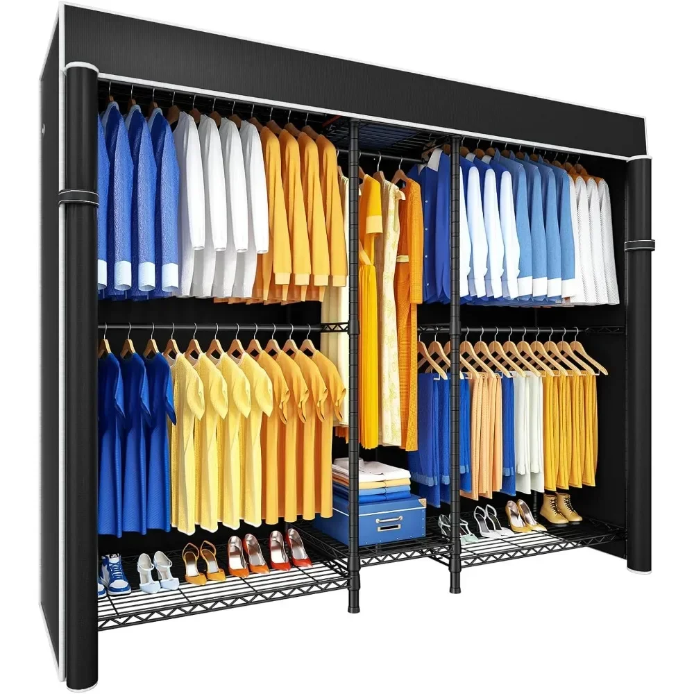 

12C Heavy Duty Closet Organizer System - Freestanding Clothing Rack, Adjustable Garment Rack 71"W x 16"D x 76.5"H