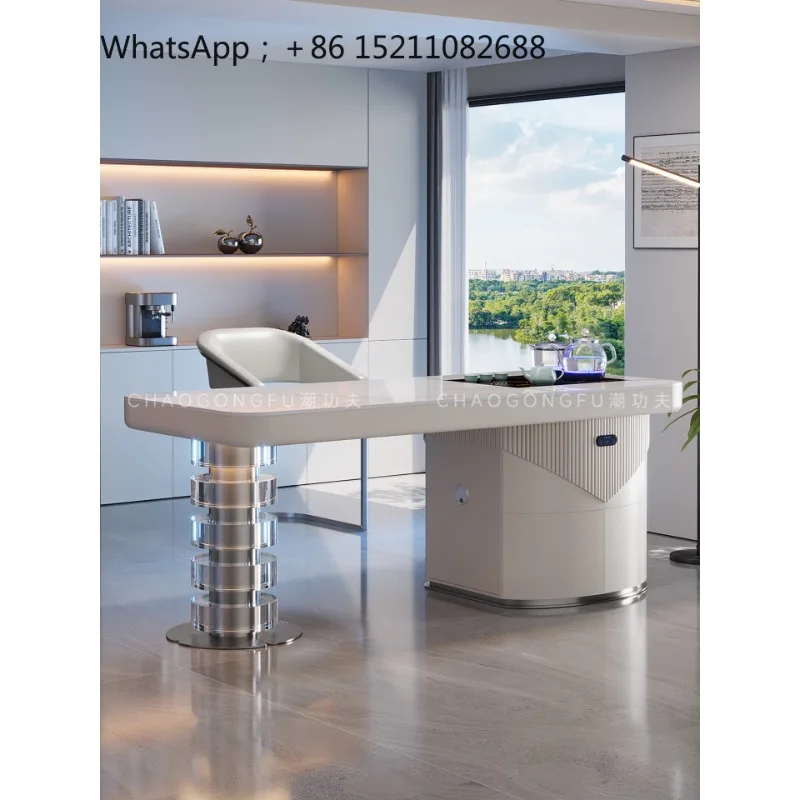 LLY intelligent liftable tea table light luxury modern high-end tea table home balcony tea table