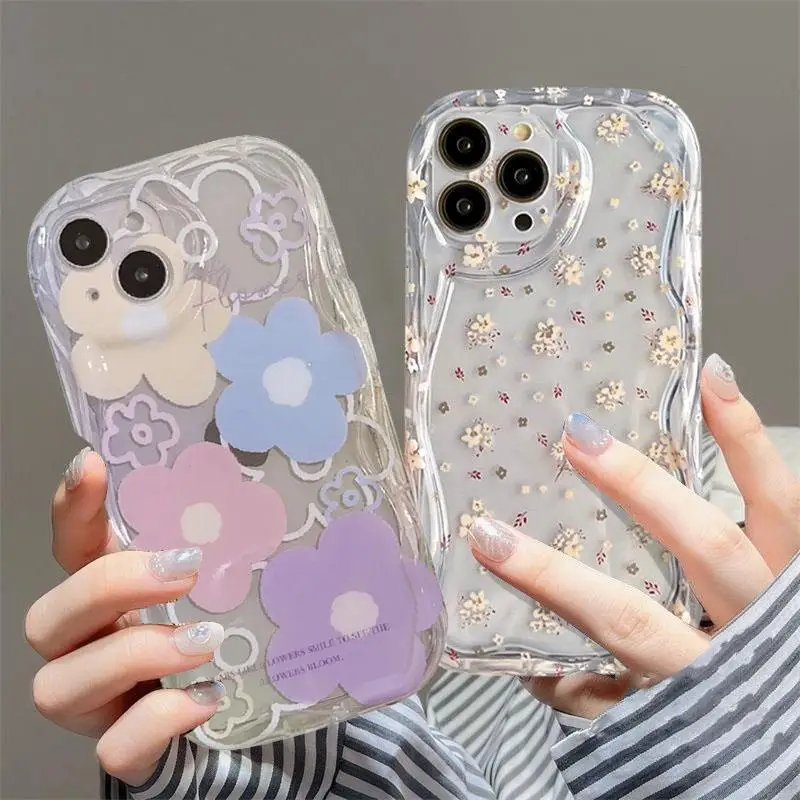 Small Flower Pile Case for Realme C55 C53 C63 C67 C35 C33 C21Y C25Y C30 C21 C11 2021 C20 10 11 12 Pro Plus 8 GT 6 5G Clear Cover