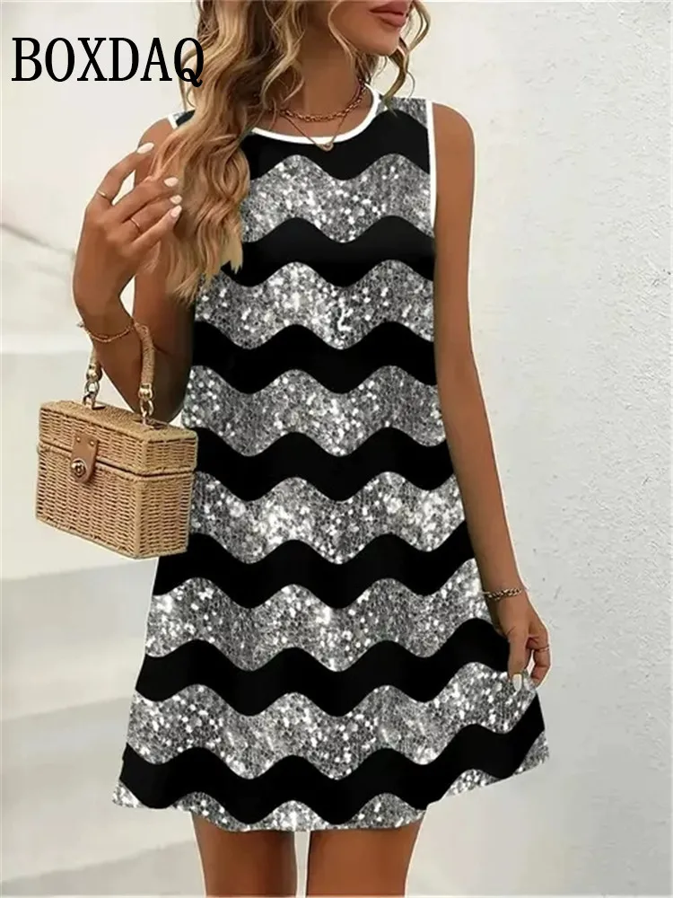 Coconut Tree 3D Print Hawaiian Vacation Beach Dresses Summer Tank Women's Casual Fashion Sleeveless Loose Dress Women Clothing