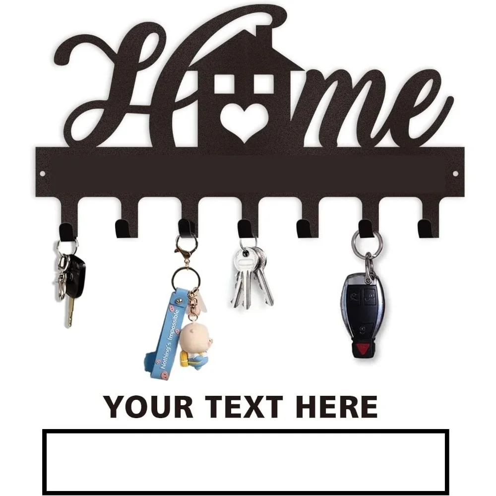 Personalized Wall-Mounted Key Organizer, Custom Metal Holder.with Name & Sweet Home Design, Ideal for Valentine's with Coat Rack