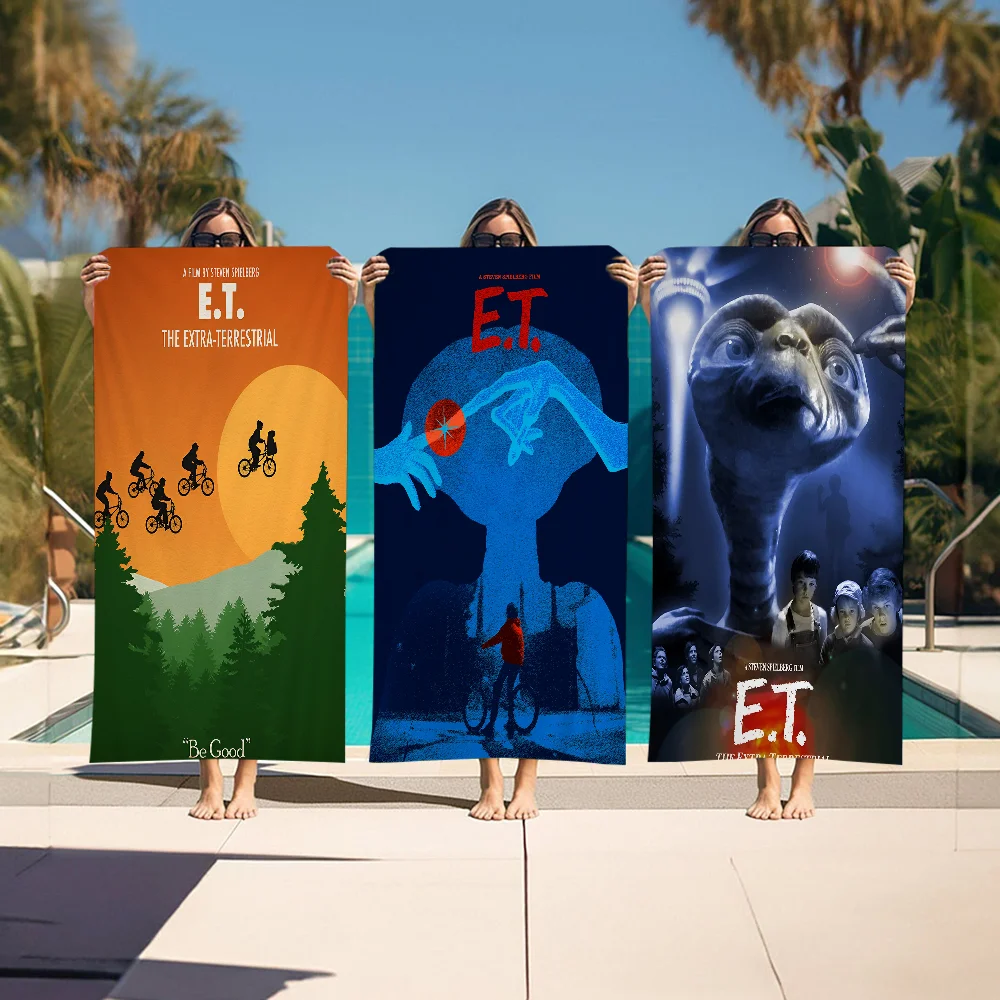 

Movie E.T. The Extra-Terrestrial 80s Beach Towel Cartoon Cute Summer Kids Large Bath Pool Beach Towel Microfiber Absorbent