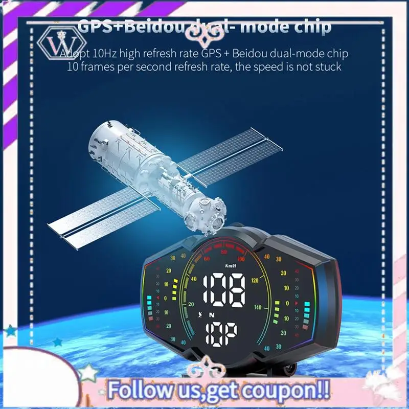

Easy To Use Car GPS Speedometer Head Up Display Speed Alarm HUD Compass Car Electronic KMH MPH Gauge Meter For All Vehicles