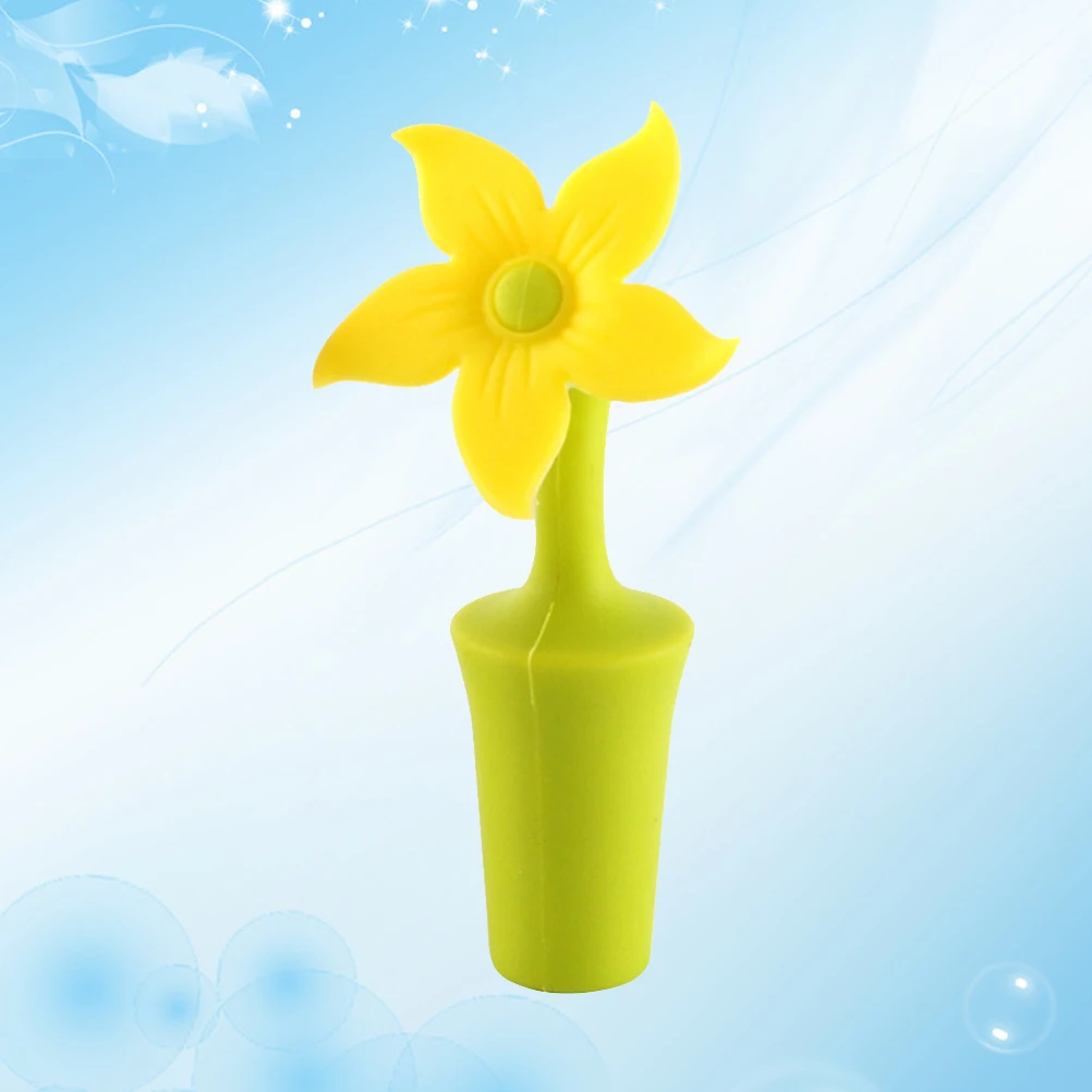 

1pc Silicone Wine Bottle Stoppers Sunflower Shape Food Grade Airtight Seal For Wine Soda Oil Party Flowers