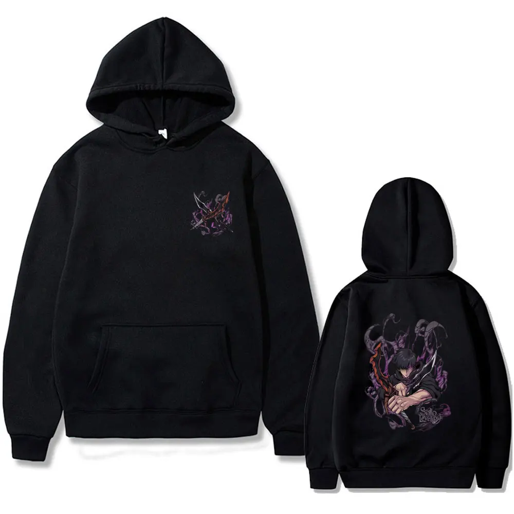 

Anime Solo Leveling Sung Jin Woo Graphic Print Hoodie Statue of God Pullover Men Women Cartoon Casual Oversized Hooded Tracksuit