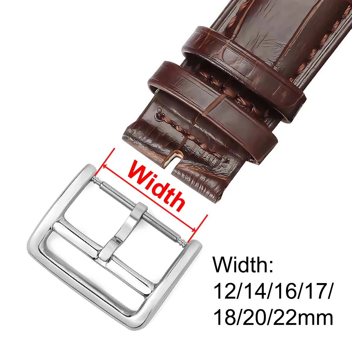 Edelstahl-Uhrenarmband-Schnalle mit Dornverschluss für Lederarmband-Ersatzschnalle 12/14/16/17/18/20/22mm Uhrenzubehör – Detail 2