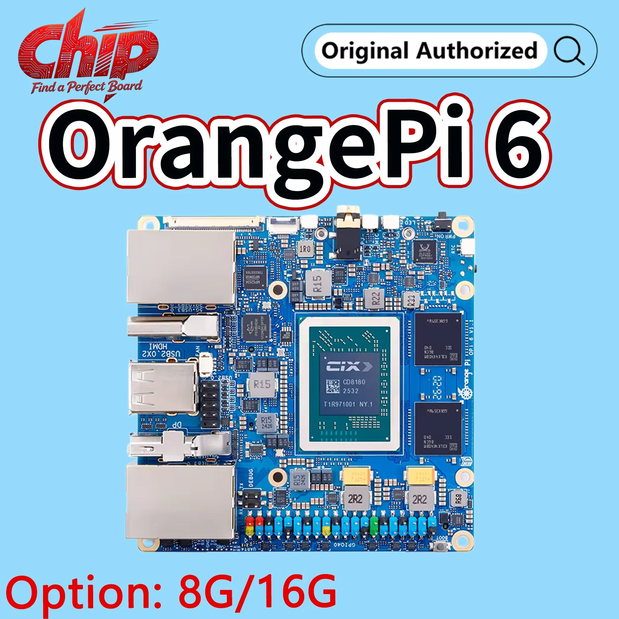 Orange Pi 6 8G/16G+Cooler DDR5 CIX SoC Mini PC M2 NVME SSD 45TOPS NPU Single Board Computer Run Linux/Android/Windows/ROS2 OS