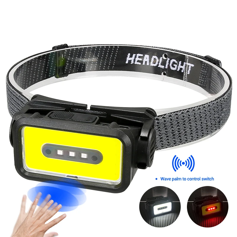 Super Bright Led Headlamp Portable COB Sensor HeadLight With 18650 Battery USB Rechargeable Head Flashlight For Fishing Camping