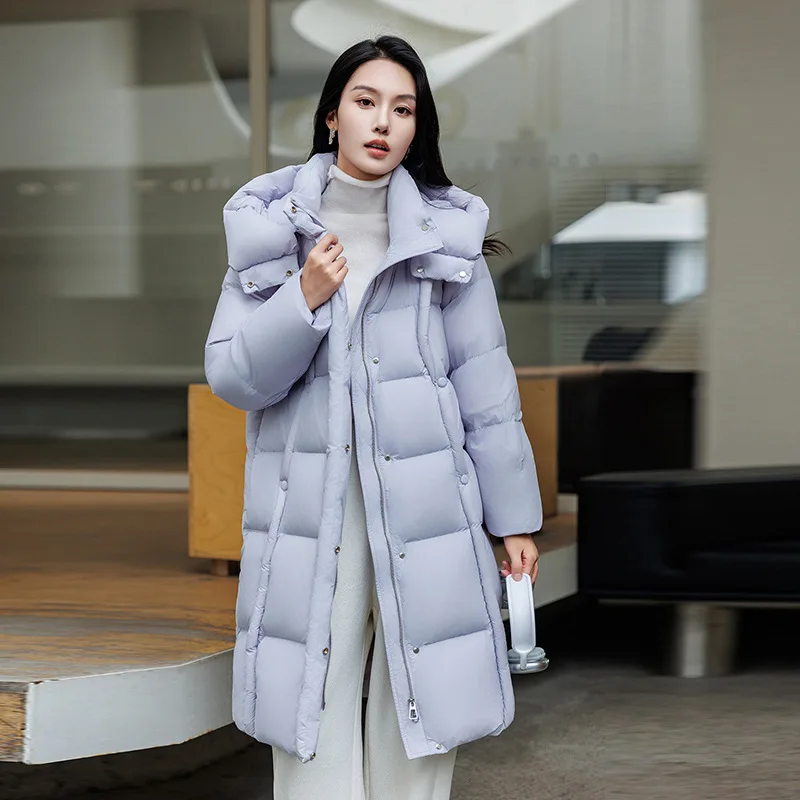 

90 White Duck Down Coats 2026 New Fashionable Loose White Duck Down Jacket for Women Thick and Warm Medium Long Jacket