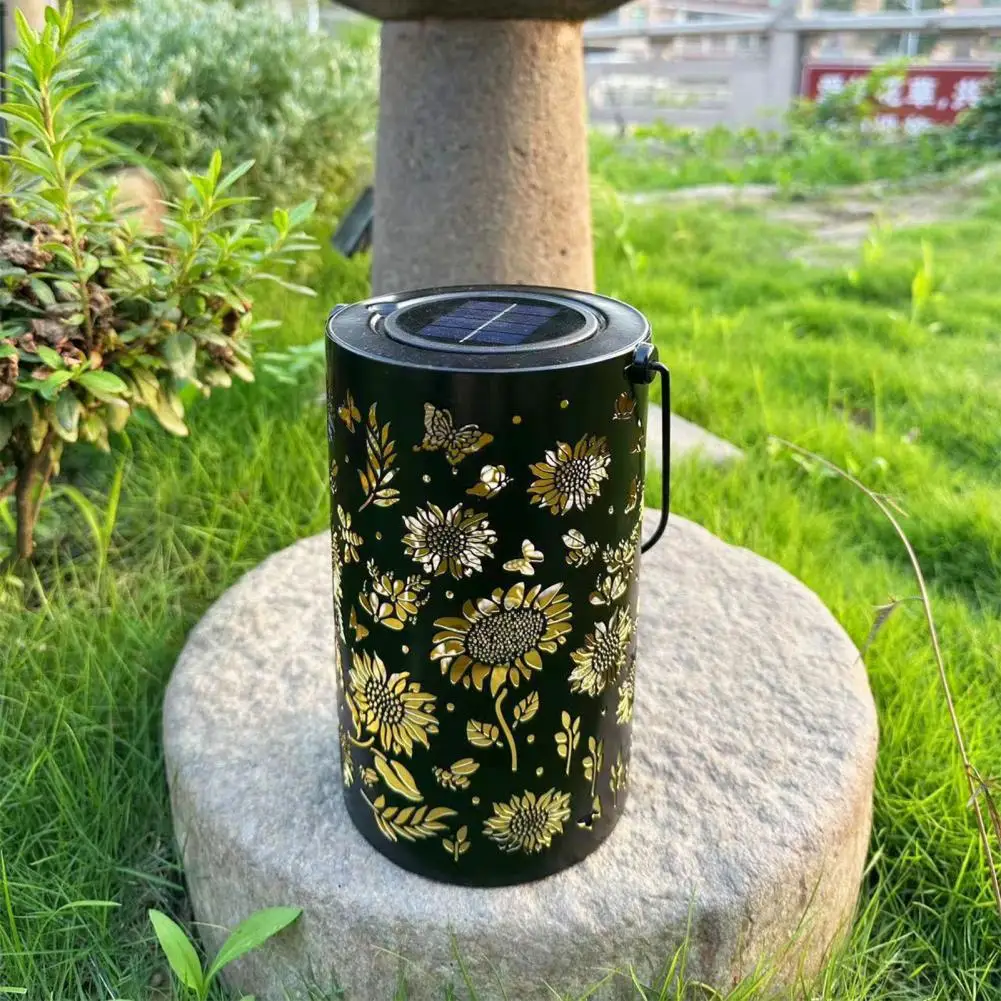 Flower Design Solar Light Solar Sunflower Garden Light Iron Outdoor Landscape Lamp Waterproof Hanging Lawn Decor for Walkway