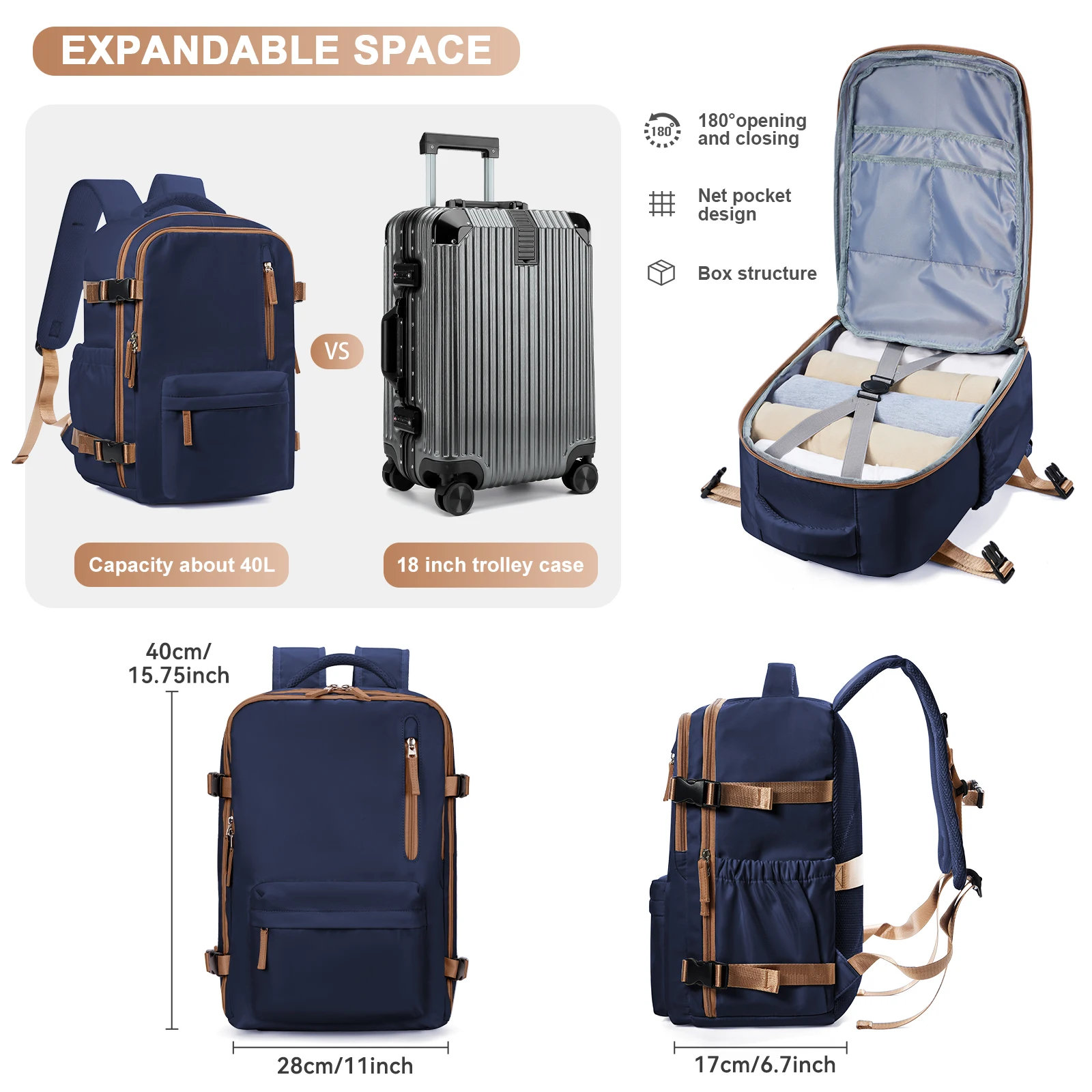 Travel Backpacks Ryanair 40x20x25 Cabin Bag Notebook Backpack female stylish Carry-Ons Waterproof mochila Business School Backpa