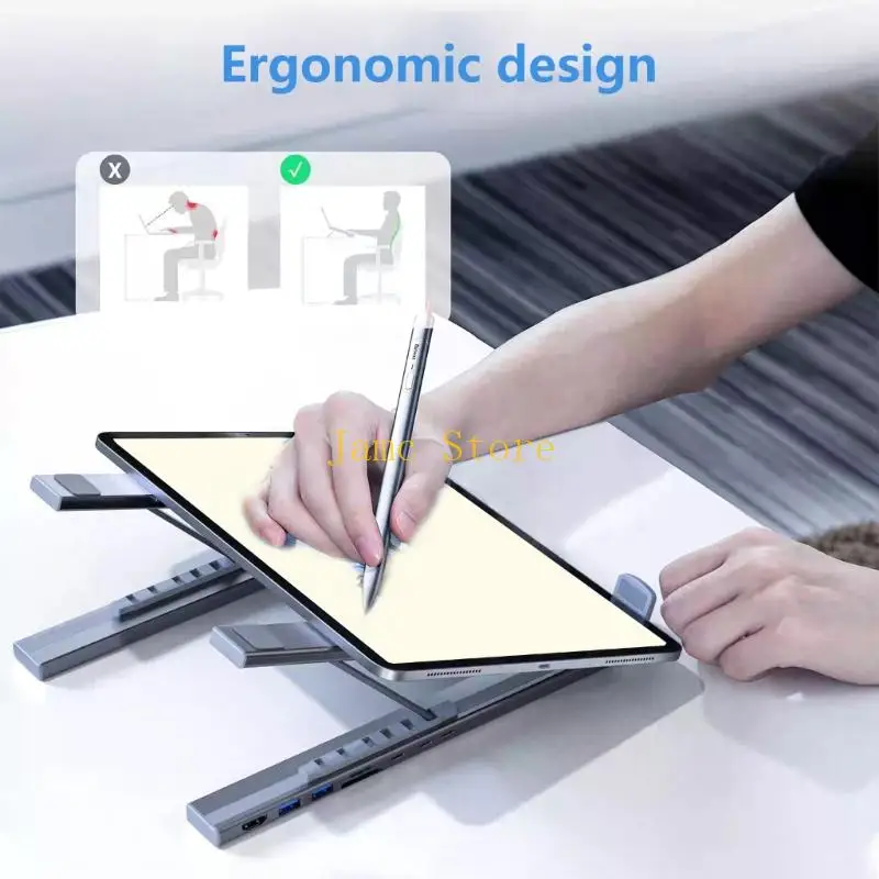 LX0B Ergonomic Computer Risers With Builts In Docking Stations And Cooling Function