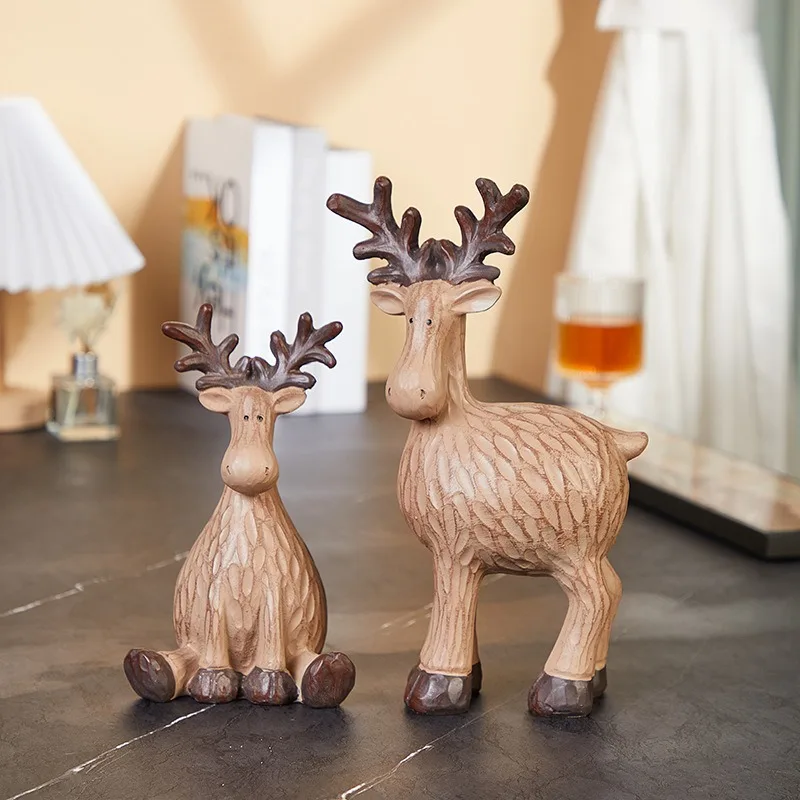 New Moose Living Room Tabletop TV Cabinet Decoration Home Decor Craft Resin Christmas Ornament Desk Accessories