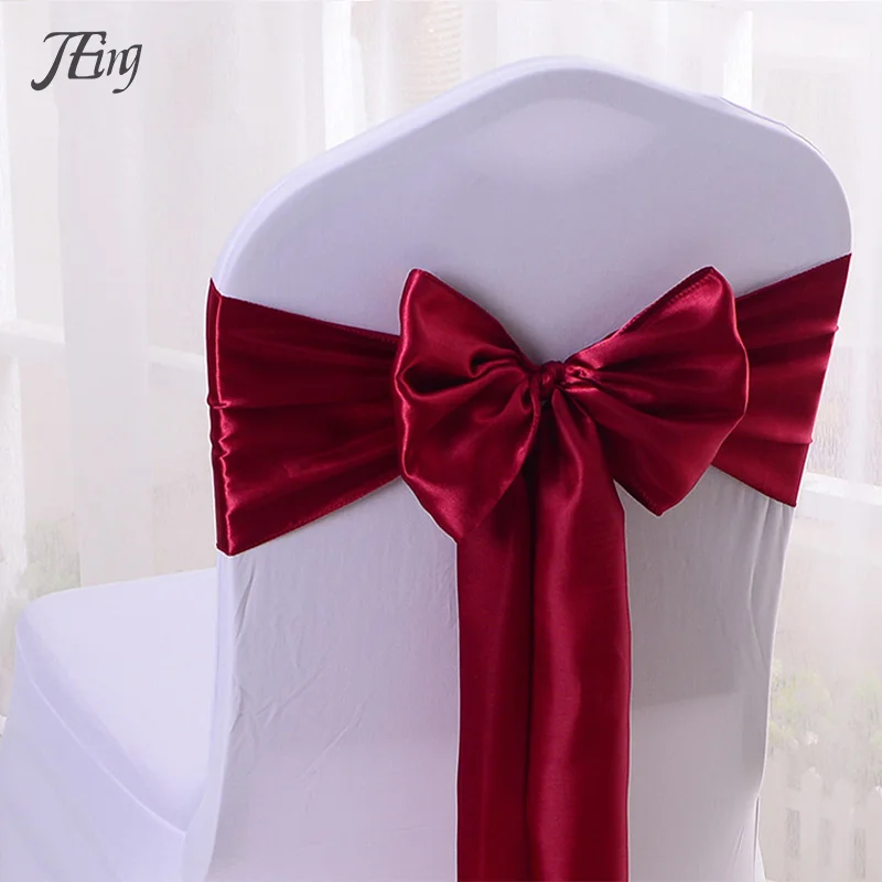 Colourful Satin Sash Wedding High Quality Chair Bow For Chair Covers Sash Birthday Party Hotel Show Decoration Wholesale