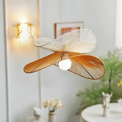 Nordic Wabi Sabi Hand Knited Hemp Pendant Lights Dining Room Bedroom Ceiling Chandelier Indoor Lighting Hanging Lamps Fixtures