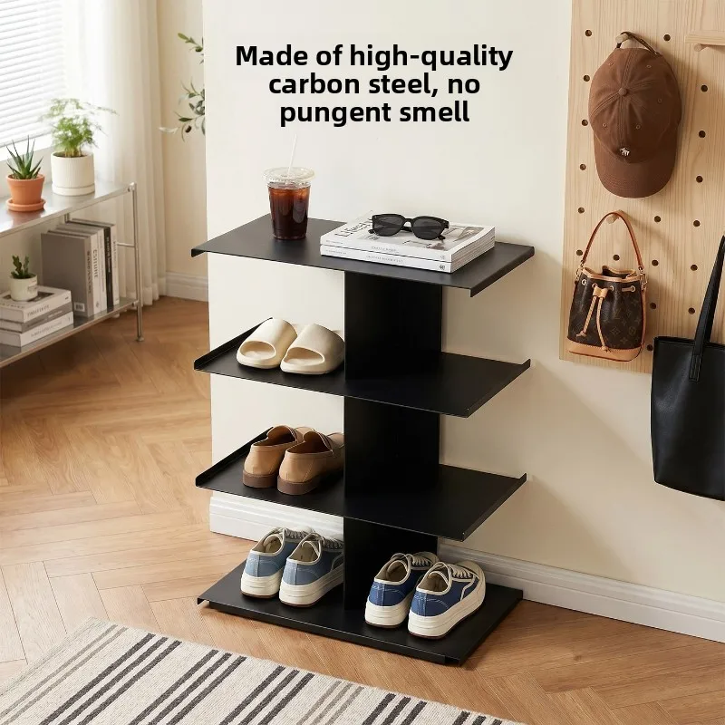 Metal Shoe Rack Cream Style Entryway Multi Tier Floor Standing Organizer Small Space Bedroom Divider Strong Load Bearing Storage