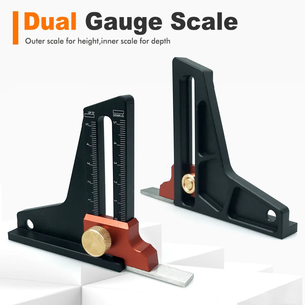 

Aluminum Alloy Height Gauge Dual Scales Home DIY Woodworking Height Measurement Tool Tablesaw Depth Measuring Ruler