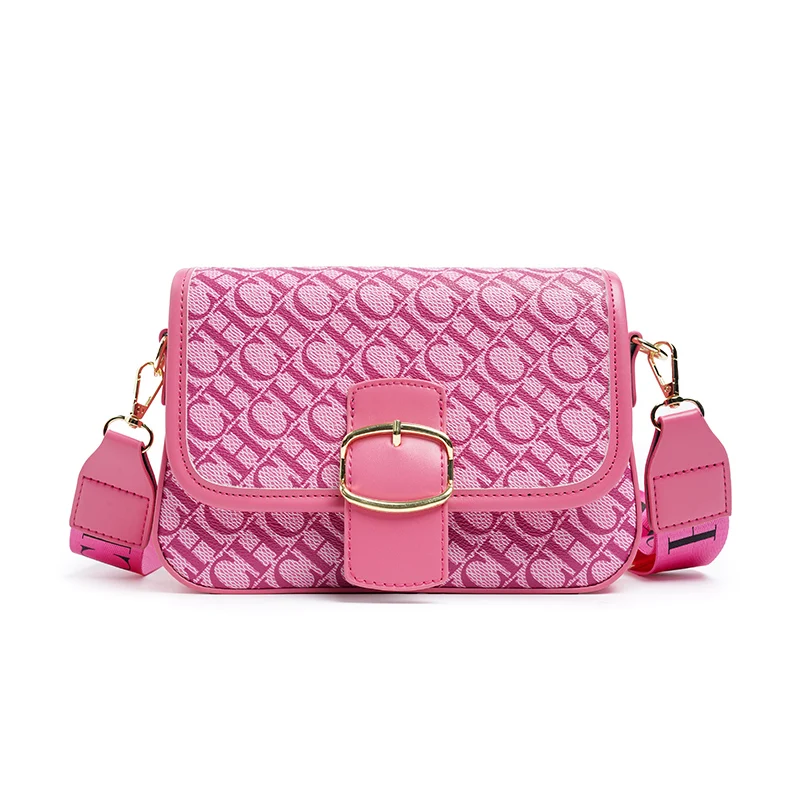 CH Versatile High Quality Ladies Handbag Letter Print Design Wide Shoulder Strap Small Square Bag Luxury Brand Fashion Ladies
